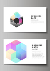 Wall Mural - vector layout of two creative business cards design templates, horizontal template vector design wit