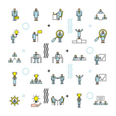 Sticker - bundle of twenty five business people team characters workers