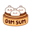 Cute happy smiling dim sum logo