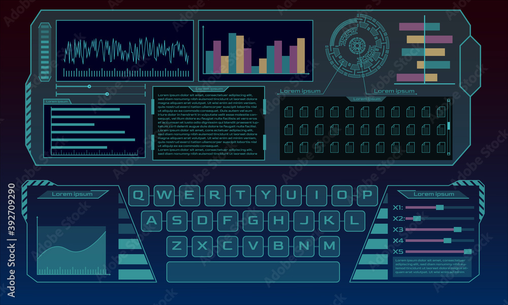 Hud And Ui Vector Elements Futuristic User Interface With Graphs And