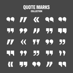 Quotation marks vector collection. White quotes icon. Speech mark symbol.