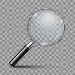 Sticker - Magnifying glass, big tool instrument with shadow – vector