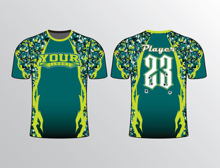 Sticker - Tribal design n full body and sleeves uniquely colored with teal black and lime green with  bullet marks on the back perfect for sports team jersey