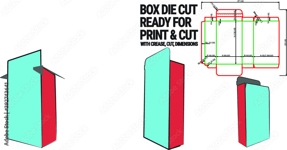 Vector de Stock Box Die Cut Cube Template with 3D Preview organised ...