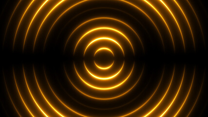 Wall Mural - holiday party background with golden neon lights. shiny spiral wave tunnel for award celebration.