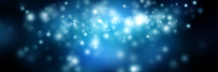 white bokeh blur background / Circle light on blue background / abstract light background