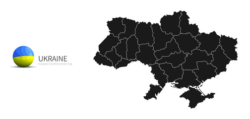 Poster - Ukraine Map and Flag Icon Map of European countries.