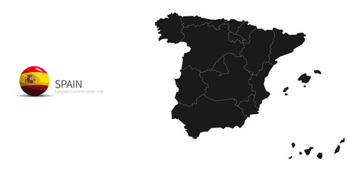 Poster - Spain Map and Flag Icon Map of European countries.