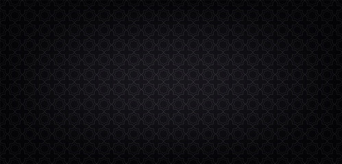 Black background decorated with abstract polygon line pattern. Dark texture decor of geometric for wallpaper, backdrop, background for your graphic.  Ornamental graphic pattern. Vector illustration.