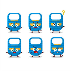 Sticker - Cartoon character of blue baby appron with what expression