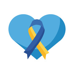 Wall Mural - down syndrome campaign ribbon in heart flat style icon