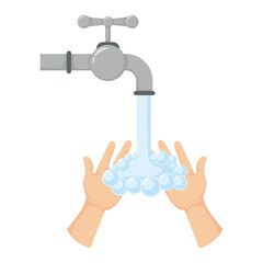 Wall Mural - hands human washing with water and faucet