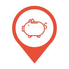 Poster - piggy savings money in pin location