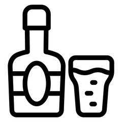 Poster - 
Wine drink bottle with glass, alcoholic beverage solid icon
