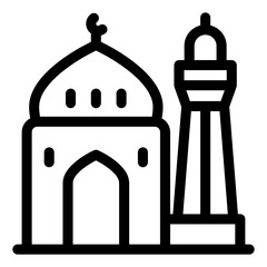 Sticker - 
Place of worship for Muslims, mosque building in modern editable solid style 
