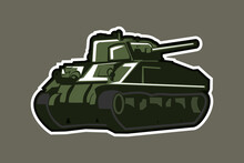 WWII American Medium Tank Vector Illustration