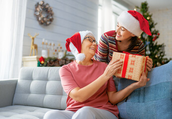 family celebrating Christmas