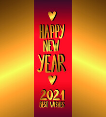 harry new year hadn writting font with xmas tree elemens on gold and red lux background