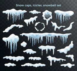 Wall Mural - Snow Caps Icicles Transparent Set