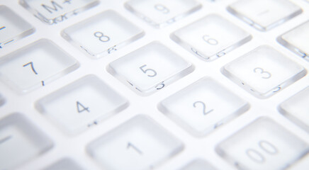 Sticker - White calculator keyboard. Closeup. Business