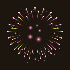 Sticker - pink and yellow fireworks splash lights in sky night