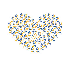 Wall Mural - down syndrome campaign ribbons pattern in heart line style icon