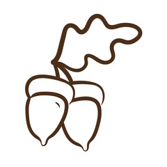 Sticker - nuts and leaf line style icon