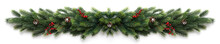 Christmas Garland With Red Berries And Cones