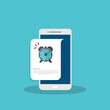 © madedee - Reminder info message notice vector on mobile phone. Event, deadline, urgent to do or wake up notification with text on smartphone, cellphone