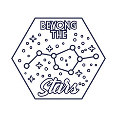 Sticker - space badge with stars constellation line style