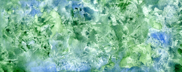 Wall Mural - green blue bright watercolor simple abstract uniform background, versatile backdrop. Paint stains, paper background.
