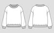 Crew-neck women oversized sweatshirt. Vector technical sketch. Mockup template.