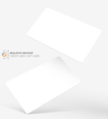 Wall Mural - Mockup realistic credit / visit / gift card with shadow for your design, isolated on light background. Realistic mockup card. Vector illustration EPS10.