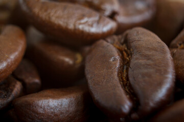 Wall Mural - Close up of roasted coffee beans