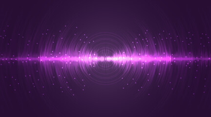 Poster - Sound wave neon flash lines in white and purple on gradient background