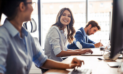 startup programmer people group working everyday job at modern office