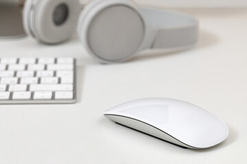 Keyboard and mouse on a white