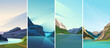 Collection of fjord landscapes. Beautiful nature sceneries in vertical orientation.