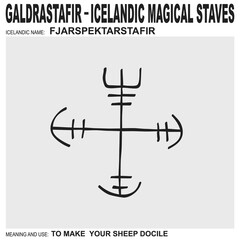 Poster -  vector icon with ancient Icelandic magical staves Fjarspektarstafir. Symbol means and is used to make your sheep docile