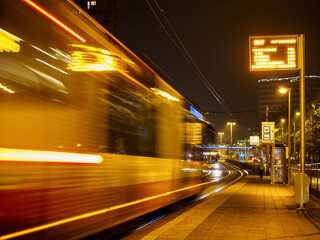 Wall Mural - public transport driving at night city street