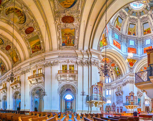 Sticker - Panorama of the prayer hall of Salzburg Cathedral, Austria