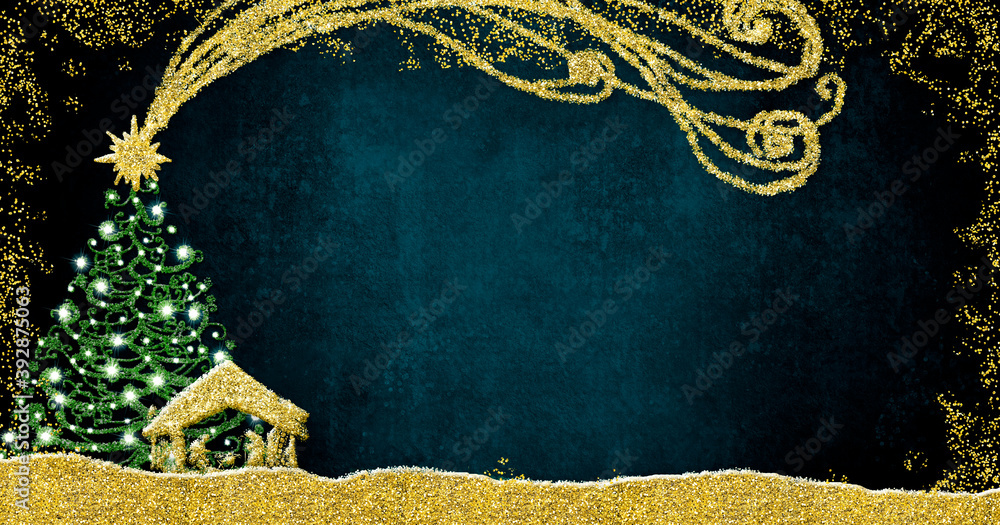 Christmas Nativity Scene greetings cards Stock Illustration | Adobe Stock