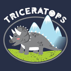 Wall Mural - Grey triceratops dinosaur cartoon vector illustration design