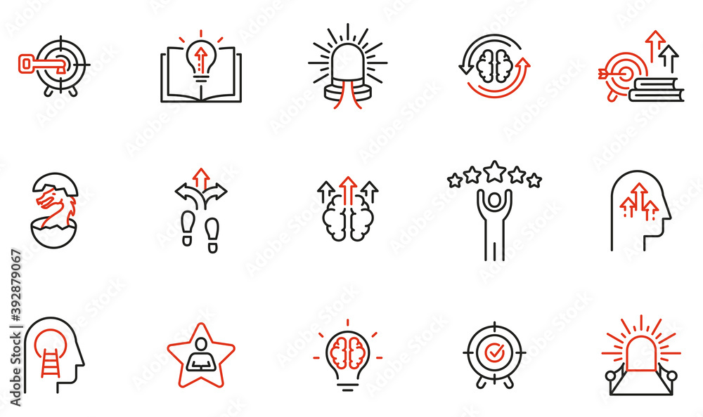 Vector Set of Linear Icons Related to Coaching, Career Development and ...