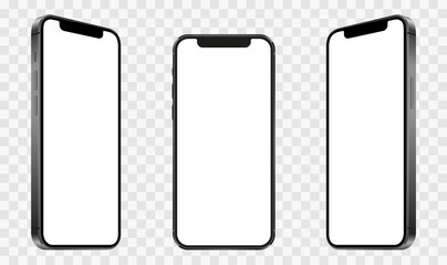 Wall Mural - realistic models smartphone with transparent screens. smartphone mockup collection. device front vie