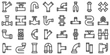 Pipe Icons Set. Outline Set Of Pipe Vector Icons For Web Design Isolated On White Background