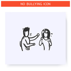 Wall Mural - Relational bullying icon. Verbal bullying. Outline sketch drawing. Domestic abuse, Aggressive behaviour, violence and harassment. Discrimination, pressure, social issue. Isolated vector illustration 