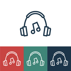 Sticker - Linear vector icon with headphones