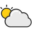 
A sun and a cloud representing sunny cloudy, pleasant day
