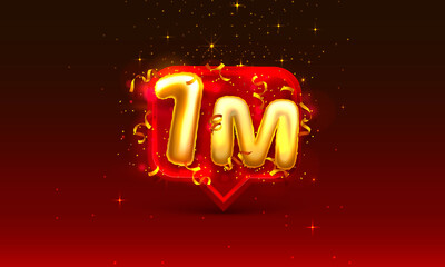 Sticker - Thank you followers peoples, 1m online social group, happy banner celebrate, Vector